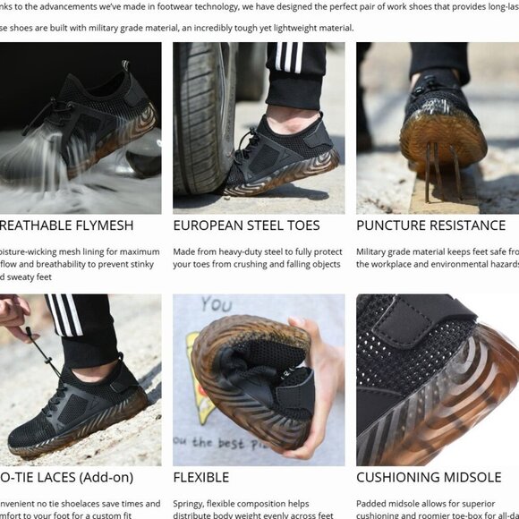 INDESTRUCTIBLE RYDER MARKEM IT DEN  Womens Steel Toe Safety Shoes SZ 36 (US 5) - Picture 3 of 9